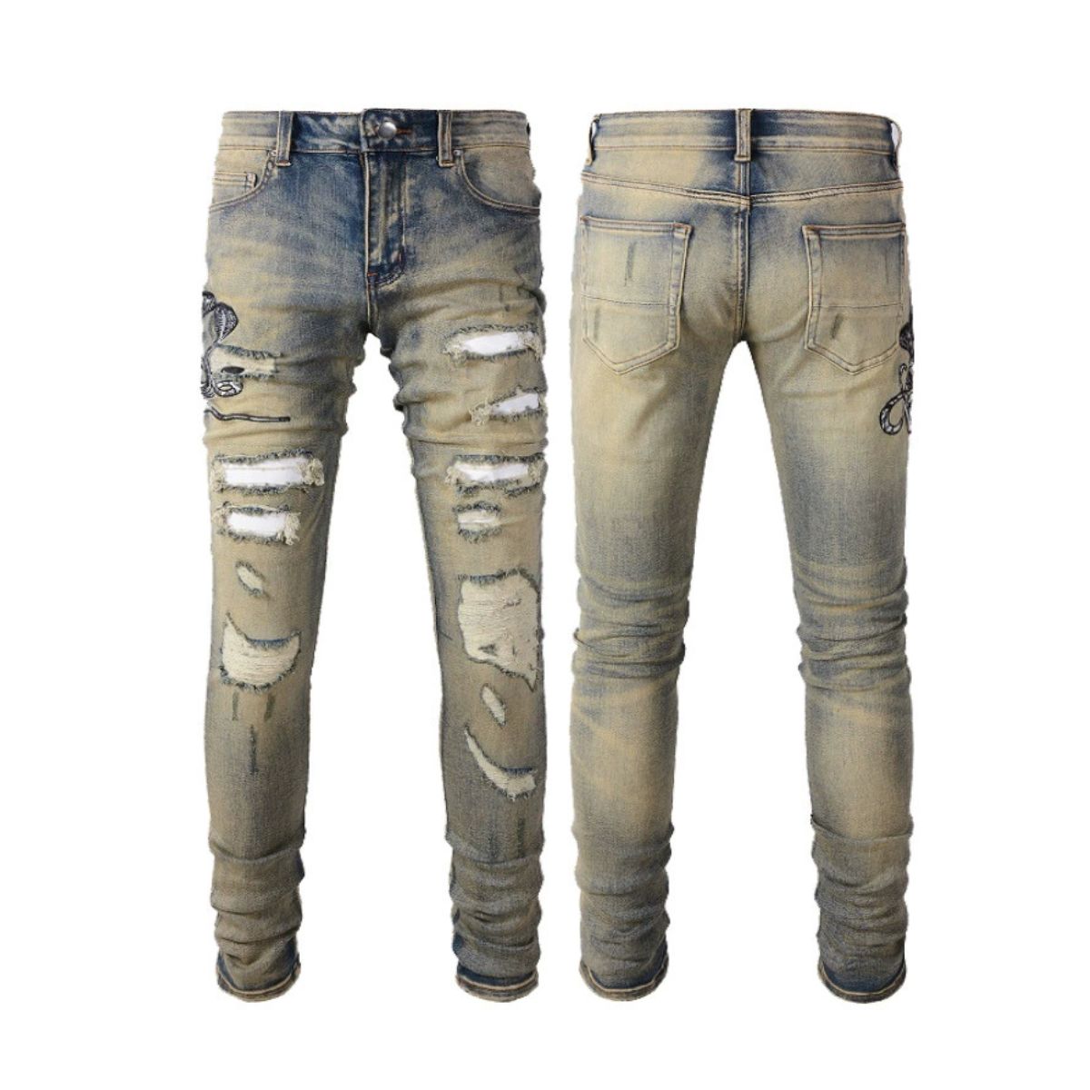 Amiri Jeans Blue Washed Snake