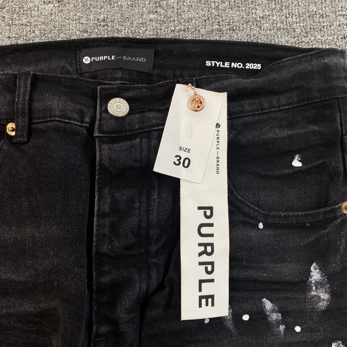 Purple Brand Jeans Black Splashes Of White Paint