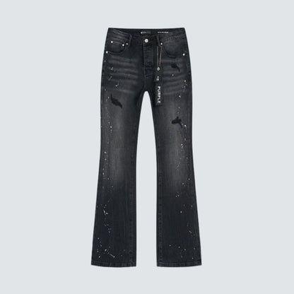 Purple Brand Jeans Flare Black Splashes White