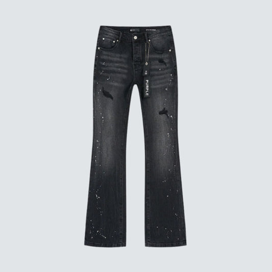 Purple Brand Jeans Flare Black Splashes White