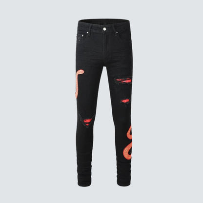 Amiri Jeans Snake Red Black