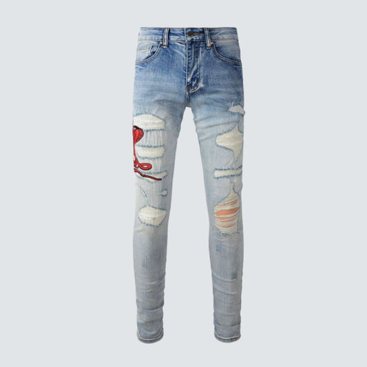Amiri Jeans Blue Snake Red