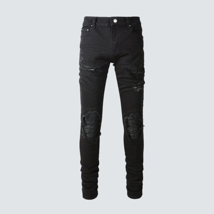 Slim Fit Jeans Black Leather