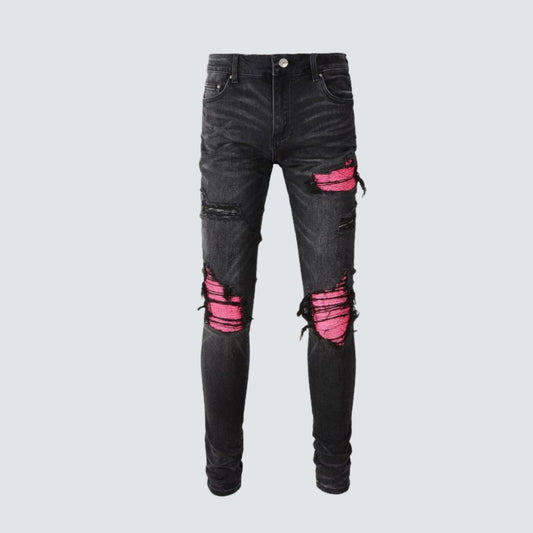 Slim Fit Jeans Black And Pink