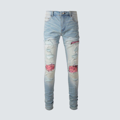 Slim Fit Jeans Blue Flag Pink