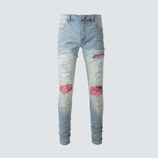 Slim Fit Jeans Blue Flag Pink
