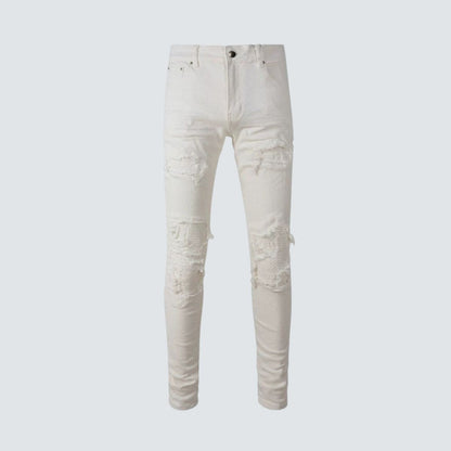 Slim Fit Jeans White Distressed