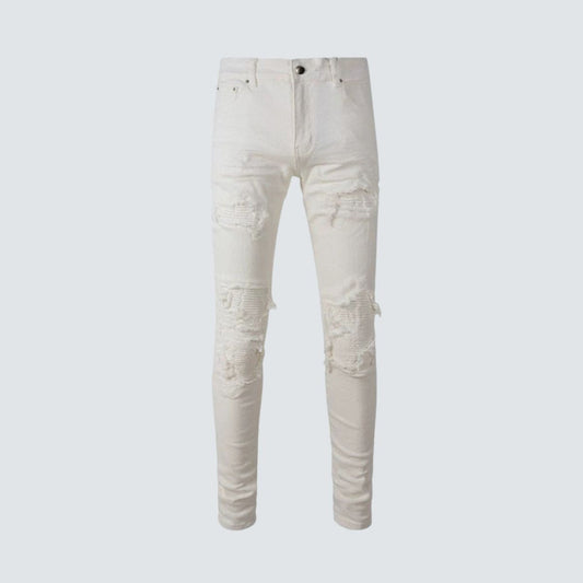 Slim Fit Jeans White Distressed