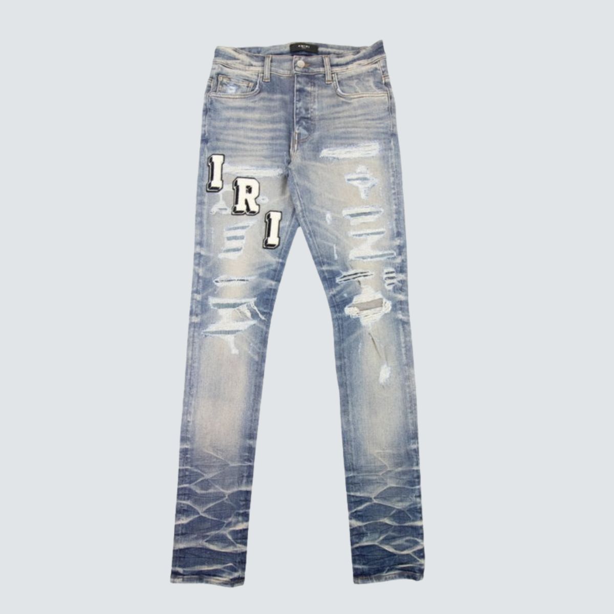 Amiri Jeans Washed Blue And Cream