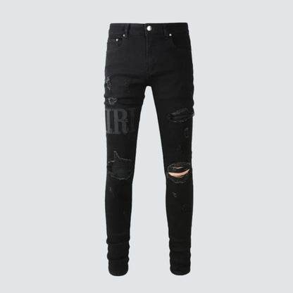 Amiri Jeans Black And Tears in Leather