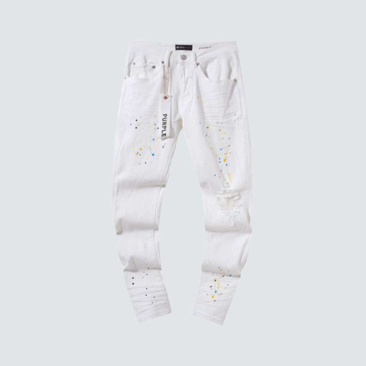 Purple Brand Jeans White With Colorful Splashes