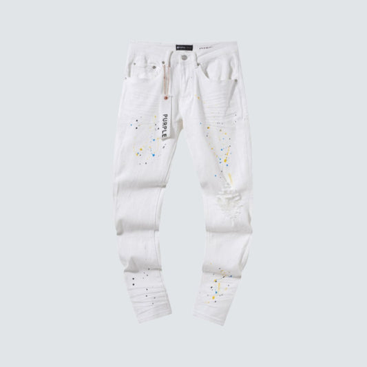 Purple Brand Jeans White With Colorful Splashes