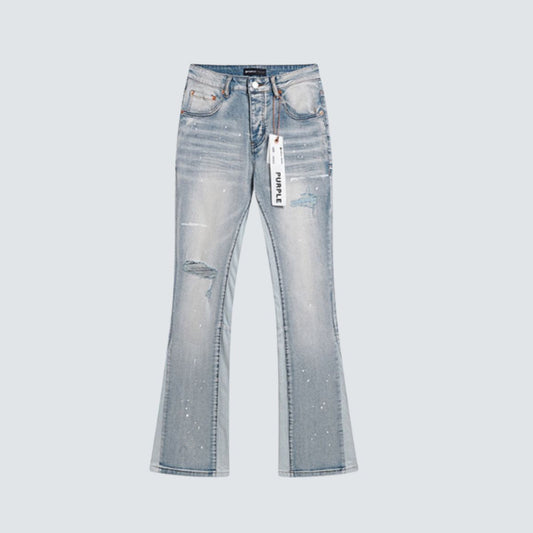 Purple Brand Jeans Flare Blue With White Splashes