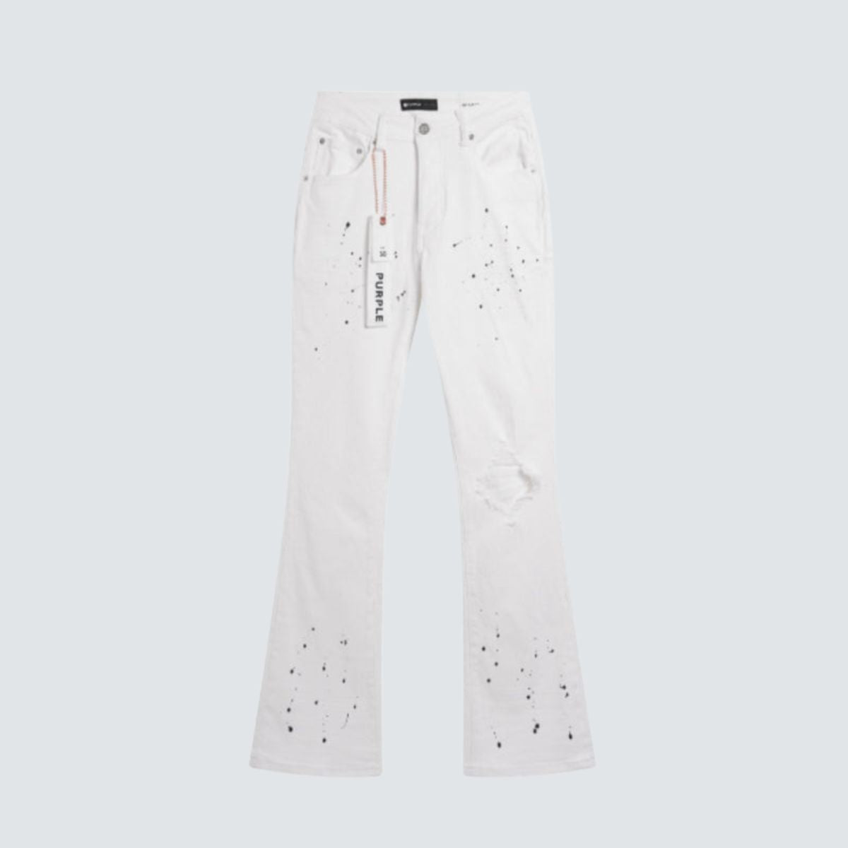 Purple Brand Jeans Flare White With Black Splashes