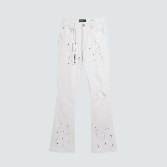 Purple Brand Jeans Flare White With Black Splashes