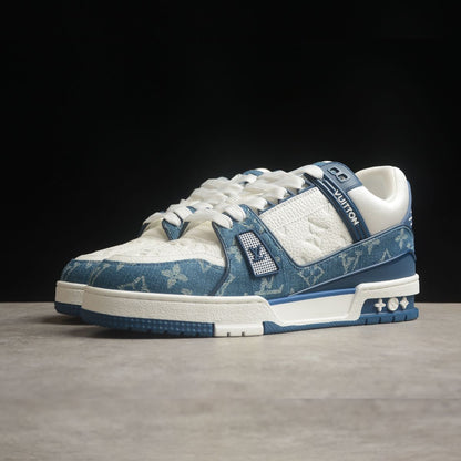 Louis Vuitton Trainer Monogram Denim White Blue