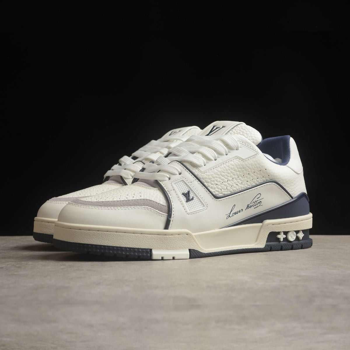 Louis Vuitton Trainer Monogram White And Dark Blue