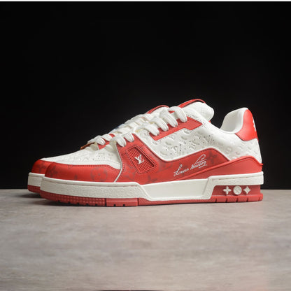 Louis Vuitton Trainer Monogram White And Red
