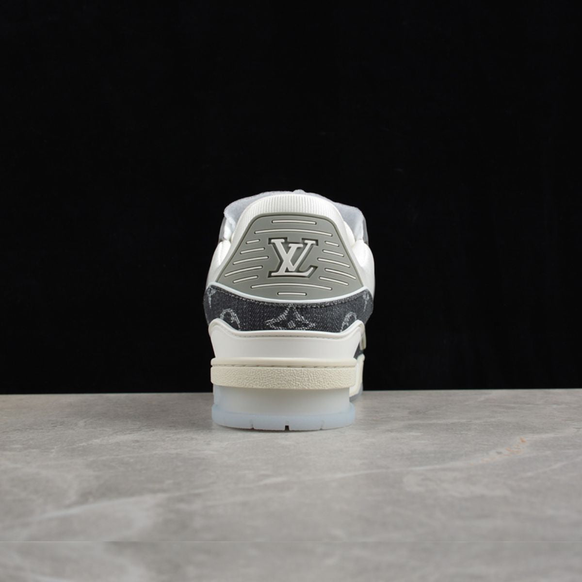 Louis Vuitton Trainer Monogram Denim White And Grey