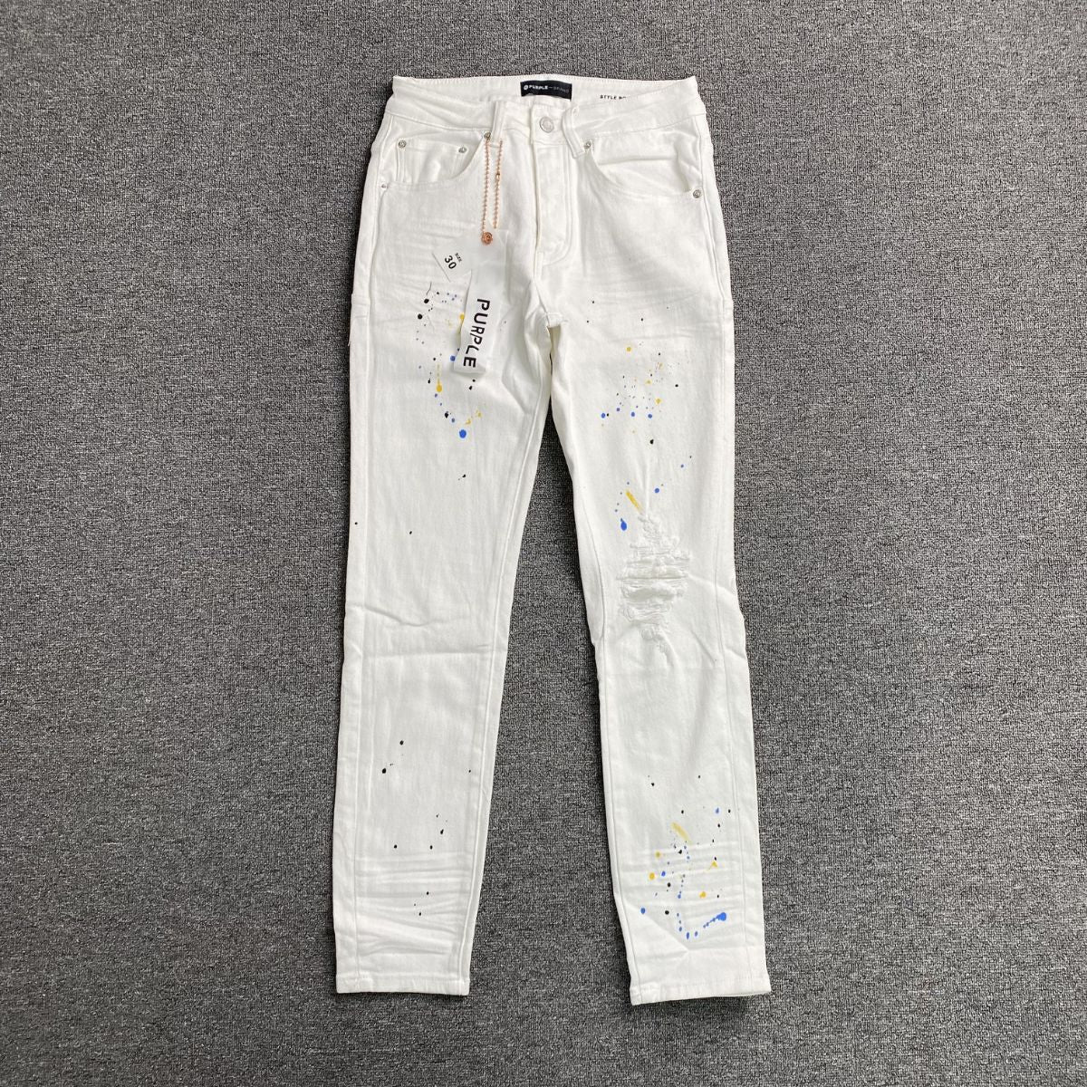 Purple Brand Jeans White With Colorful Splashes