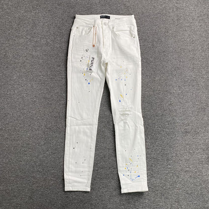 Purple Brand Jeans White With Colorful Splashes