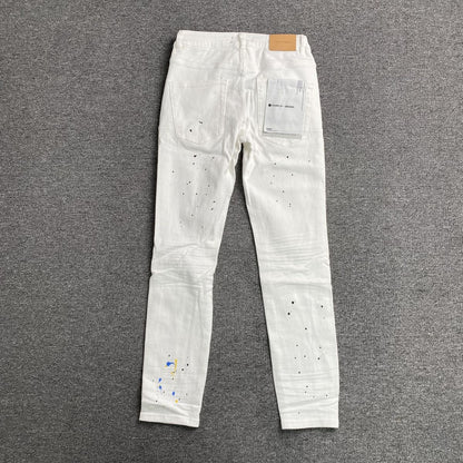 Purple Brand Jeans White With Colorful Splashes