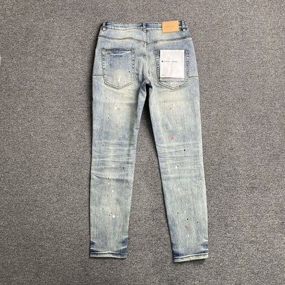 Purple Brand Jeans Blue With Colorful Splashes