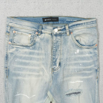 Purple Brand Jeans Flare Blue With White Splashes