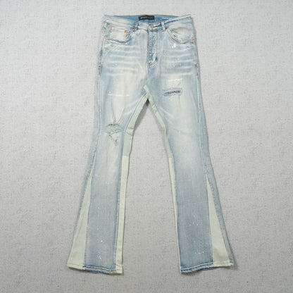 Purple Brand Jeans Flare Blue With White Splashes