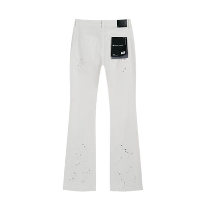 Purple Brand Jeans Flare White With Black Splashes
