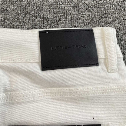 Purple Brand Jeans Flare White With Black Splashes