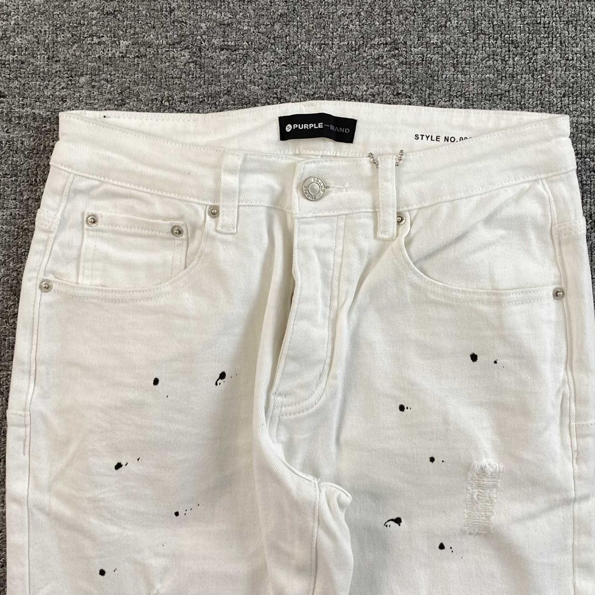 Purple Brand Jeans Flare White With Black Splashes