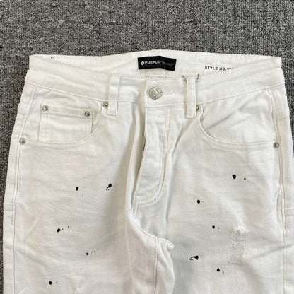 Purple Brand Jeans Flare White With Black Splashes