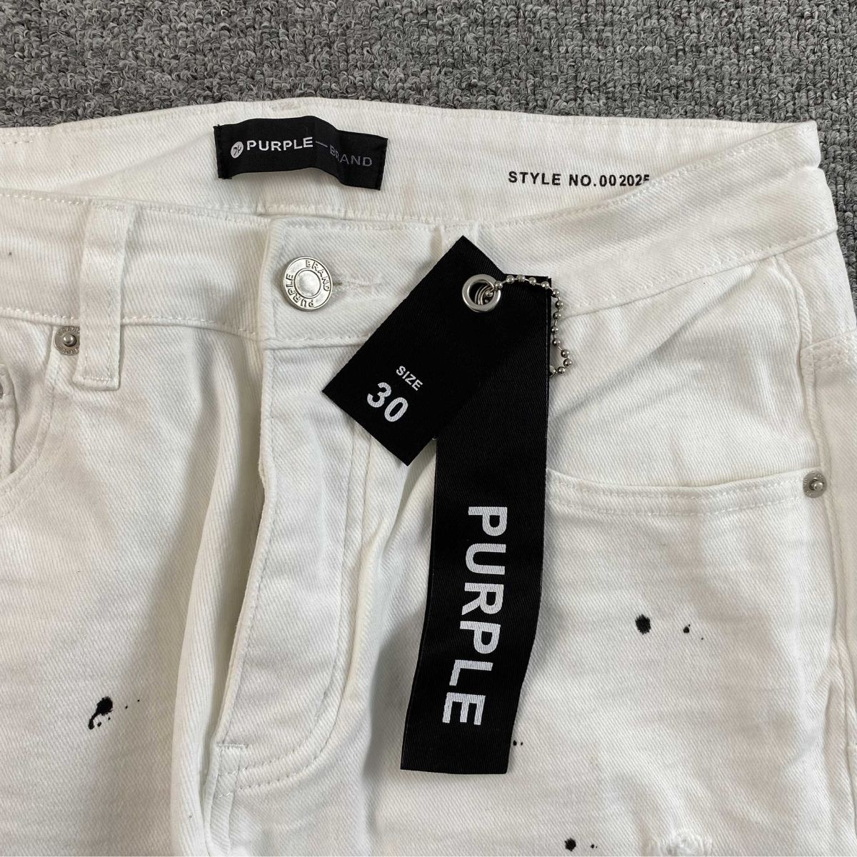Purple Brand Jeans Flare White With Black Splashes