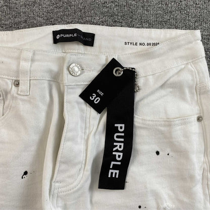 Purple Brand Jeans Flare White With Black Splashes