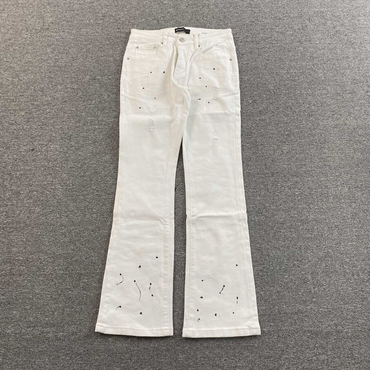 Purple Brand Jeans Flare White With Black Splashes