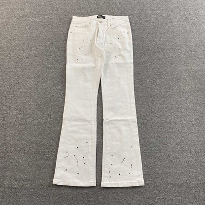 Purple Brand Jeans Flare White With Black Splashes