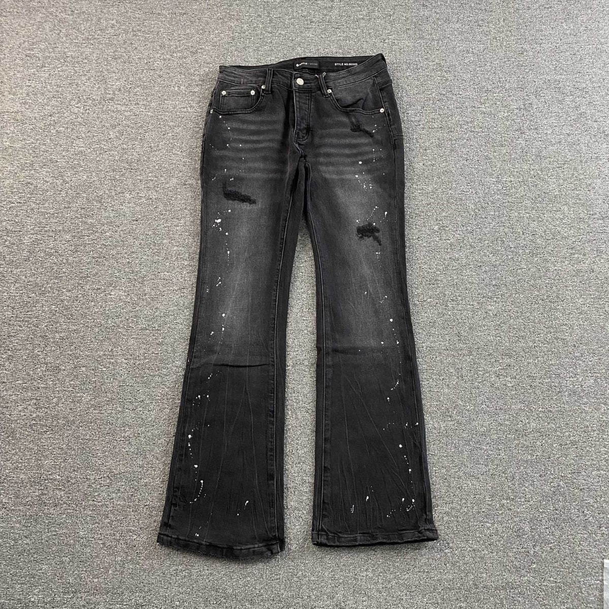 Purple Brand Jeans Flare Black Splashes White