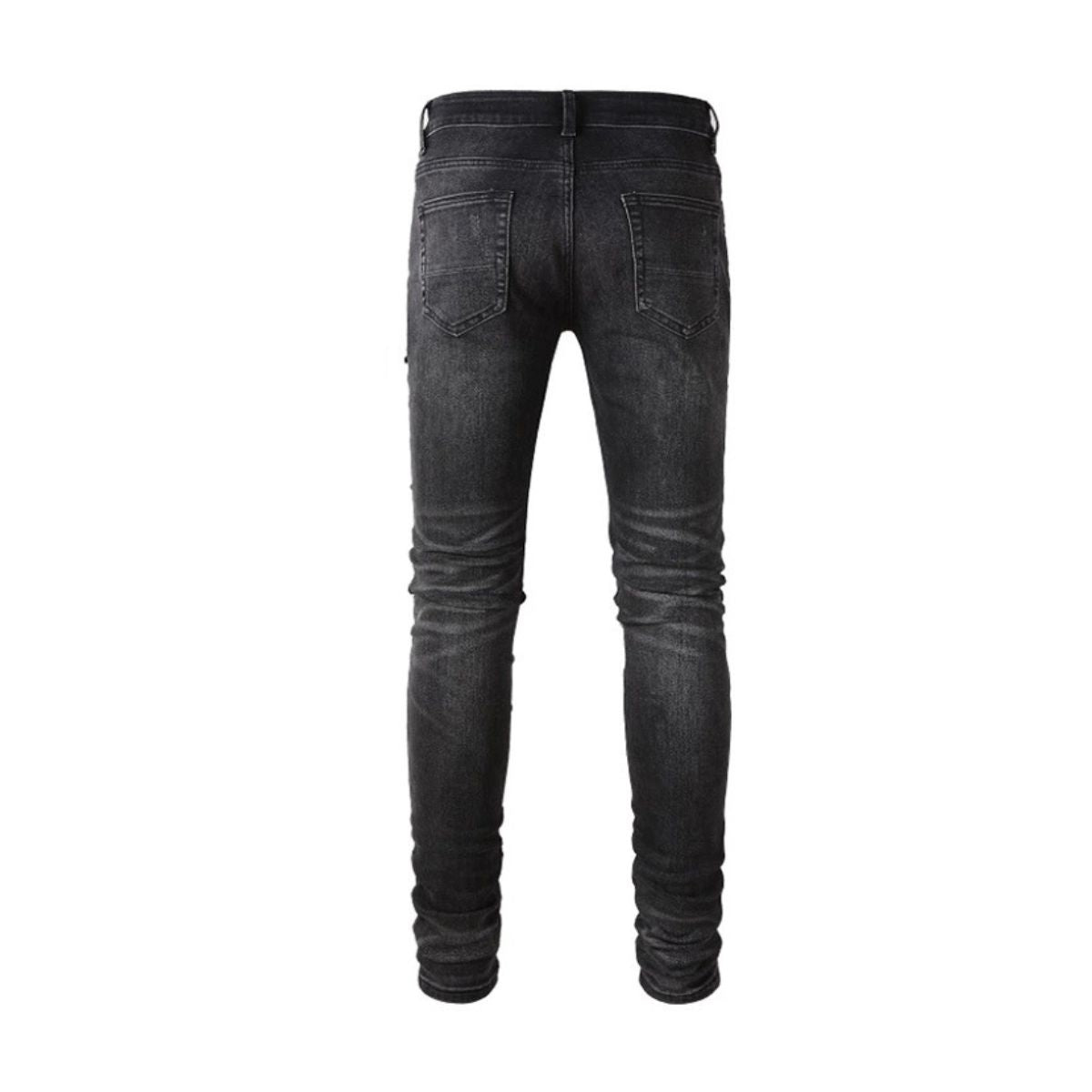 Slim Fit Jeans Distressed Black
