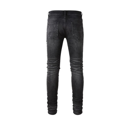 Slim Fit Jeans Distressed Black