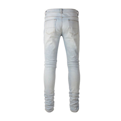 Slim Fit Jeans Light Blue And White