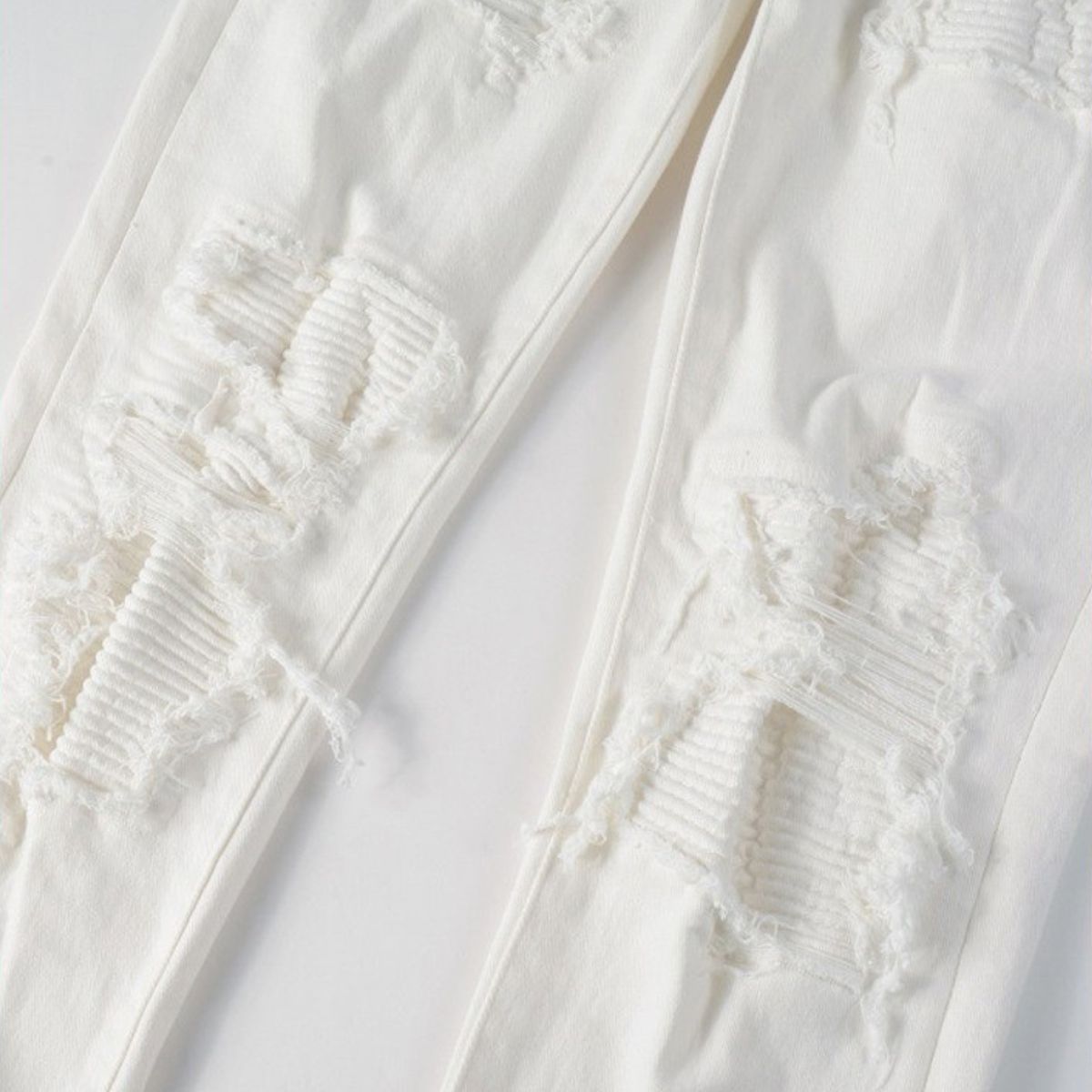 Slim Fit Jeans White Distressed