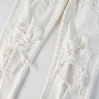 Slim Fit Jeans White Distressed