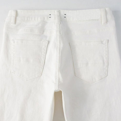 Slim Fit Jeans White Distressed