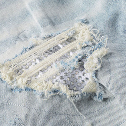 Slim Fit Jeans Light Blue Diamonds