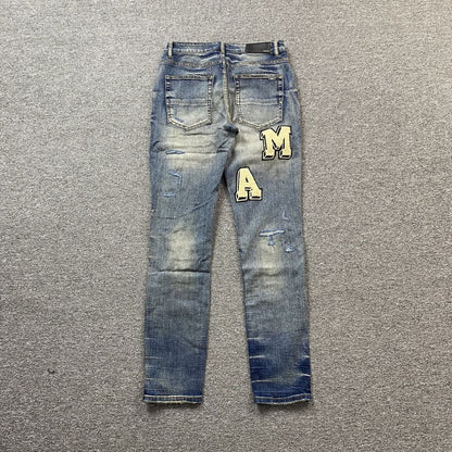 Amiri Jeans Washed Blue And Cream