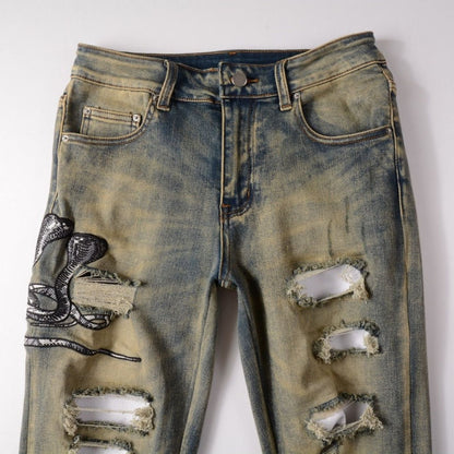 Amiri Jeans Blue Washed Snake