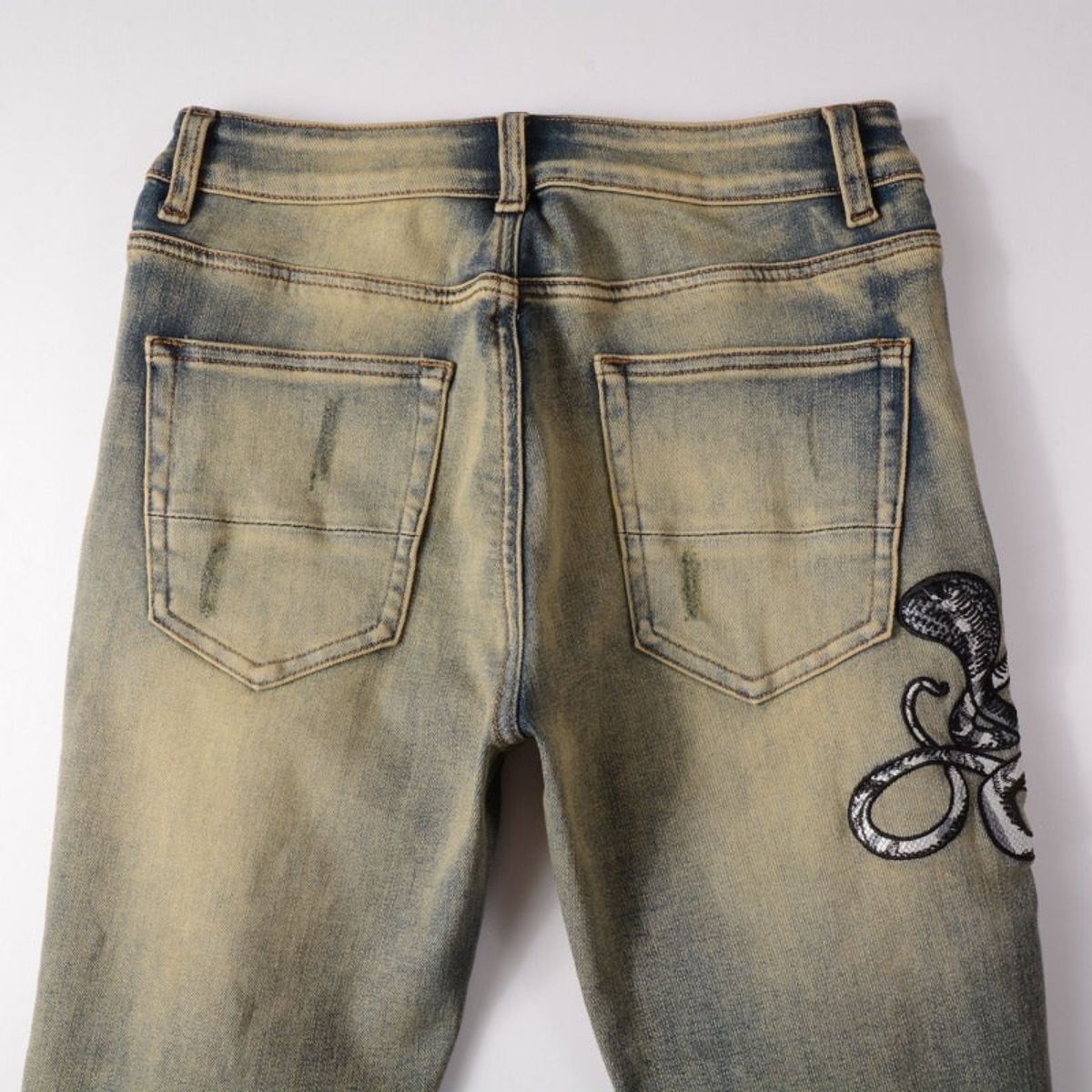 Amiri Jeans Blue Washed Snake