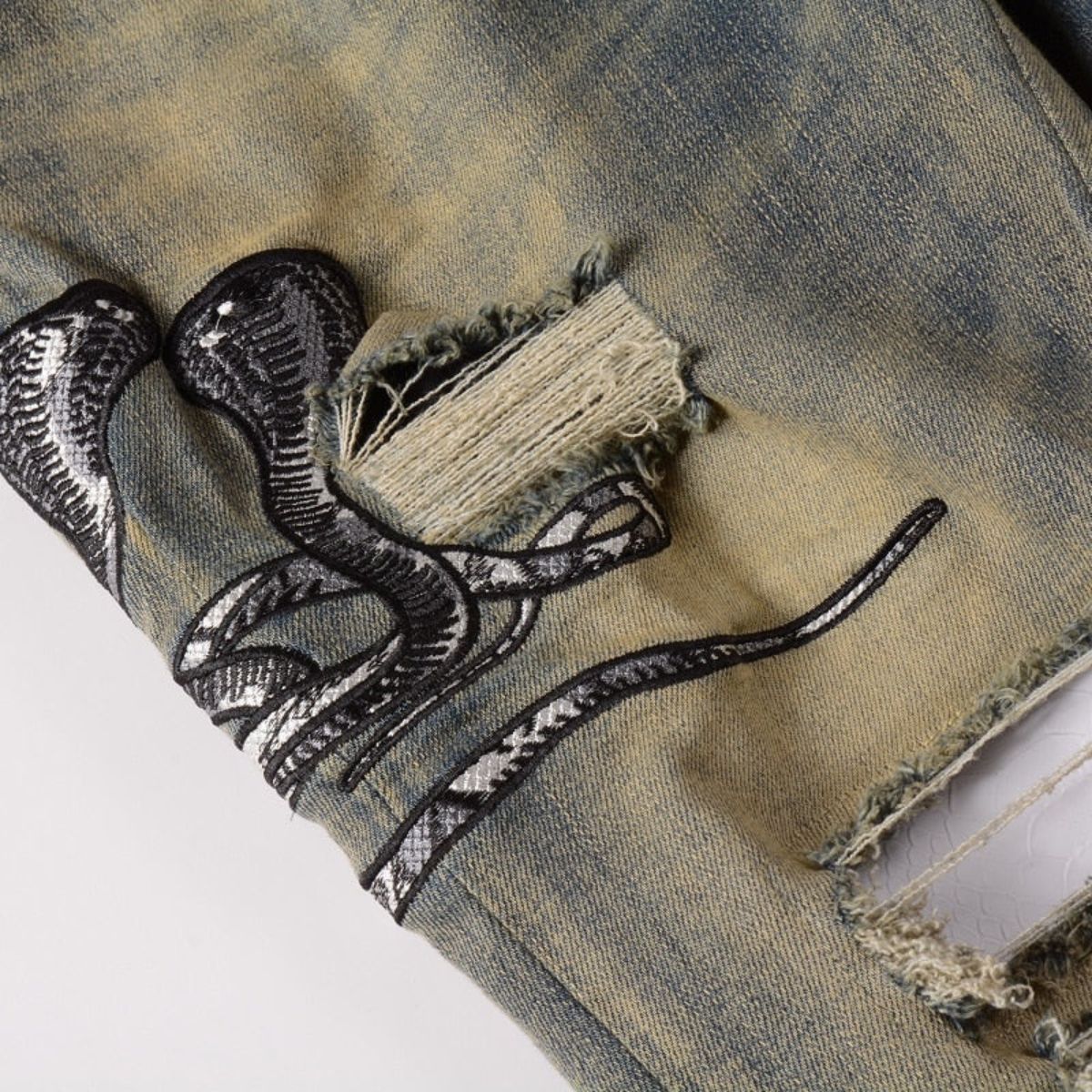 Amiri Jeans Blue Washed Snake
