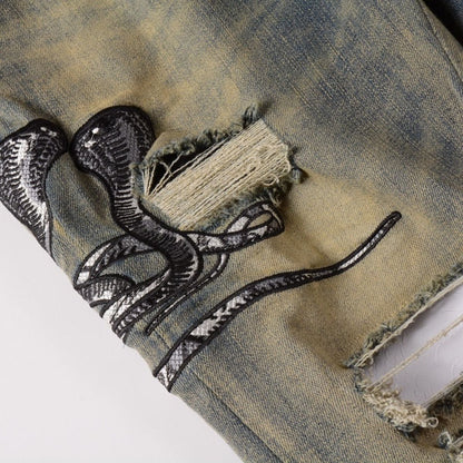 Amiri Jeans Blue Washed Snake